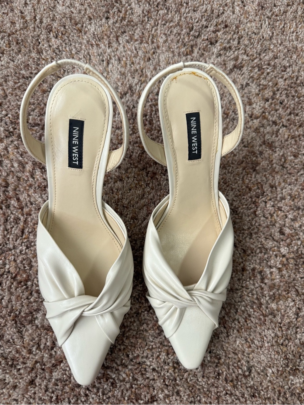 Nine West Women’s Cream Slingback Pointed Toe Heels